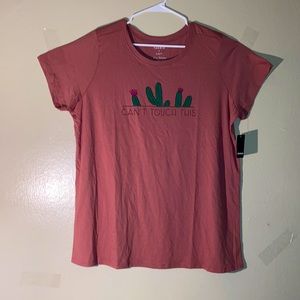 Torrid Cactus Print T-Shirt Women Size 3 Slim Fit Guava Pink